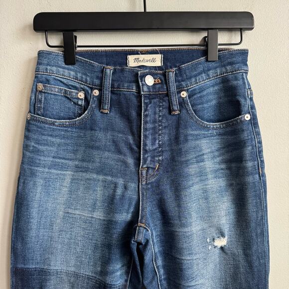 Madewell Cali Demi Boot Raw Hem Patchwork Jeans 26 - Picture 4 of 14